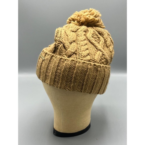Michael Kors Chunky Cable Knit Pom Pom‎ Beanie Hat Brown Faux Fur NWOT main image 6
